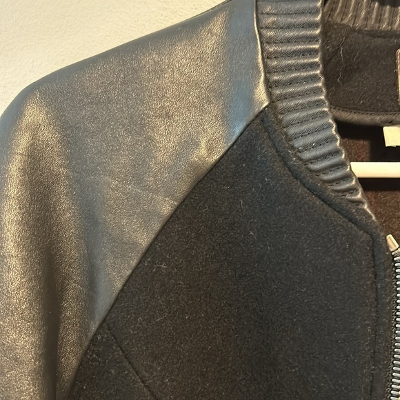 Sandro Leather And Wool Biker Jacket - Picture 3 of 14